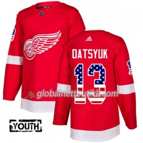 Detroit Red Wings Hockeydrakt Pavel Datsyuk 13 2017-2018 USA Flag Fashion Svart Adidas Authentic - Barn
